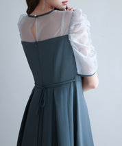異素材ドッキングビスチェ風ワンピースsdp0272 チャコール