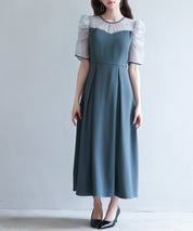 異素材ドッキングビスチェ風ワンピースsdp0272 チャコール