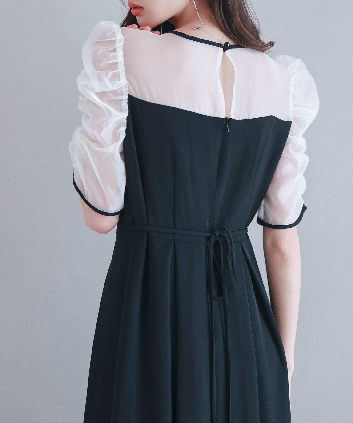 異素材ドッキングビスチェ風ワンピースsdp0272 ブラック