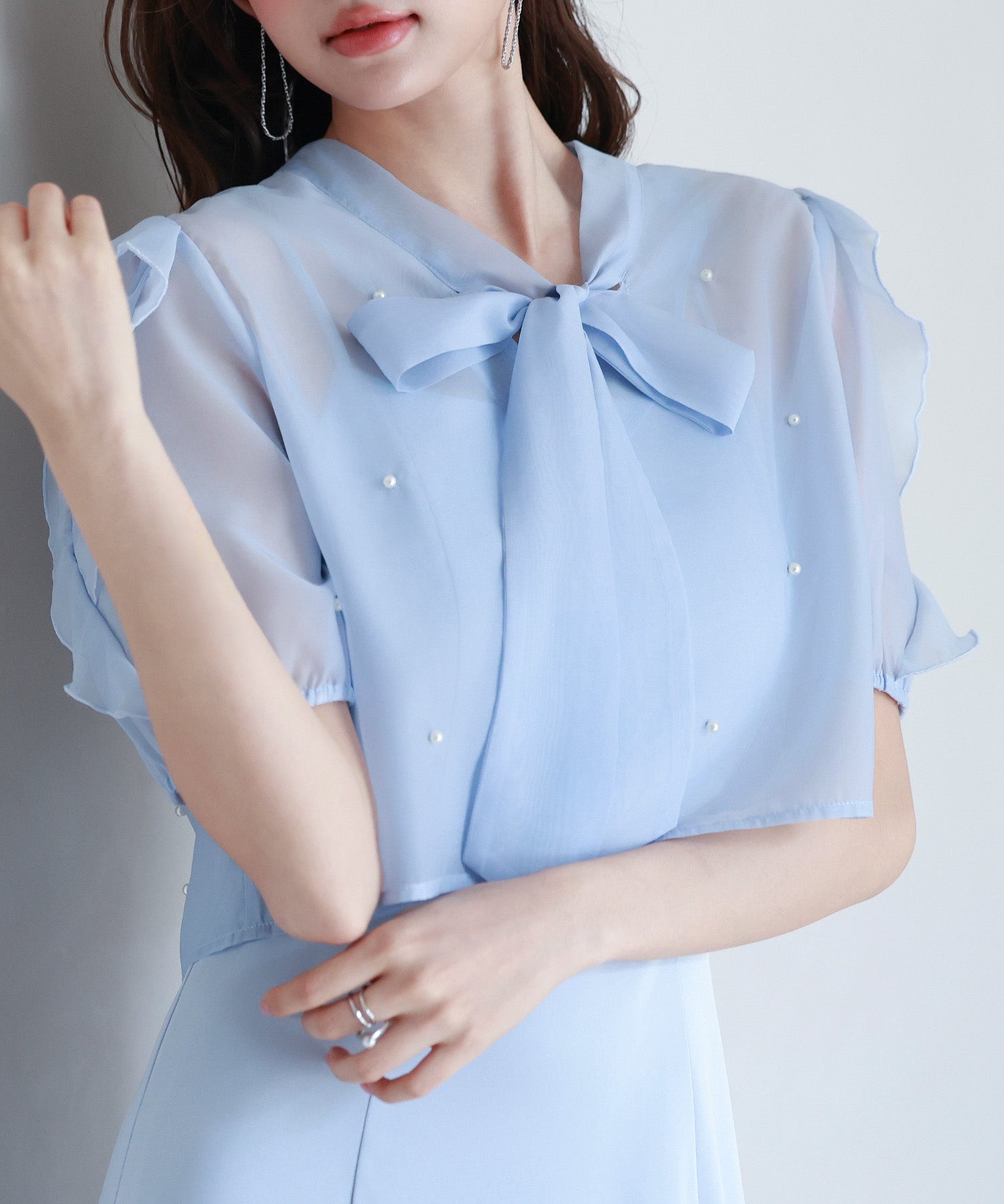 【前後2way】キャミワンピースとブラウス2点セットsdp0273 ブルー