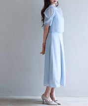 【前後2way】キャミワンピースとブラウス2点セットsdp0273 ブルー