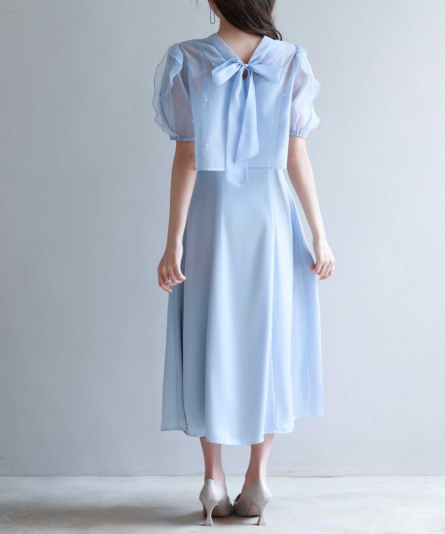 【前後2way】キャミワンピースとブラウス2点セットsdp0273 ブルー