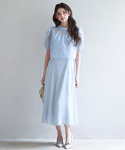 【前後2way】キャミワンピースとブラウス2点セットsdp0273 ブルー