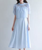 【前後2way】キャミワンピースとブラウス2点セットsdp0273 ブルー