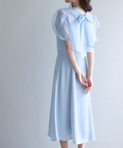 【前後2way】キャミワンピースとブラウス2点セットsdp0273 ブルー