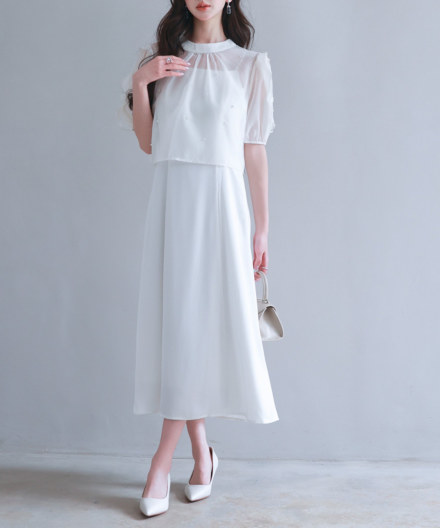 【前後2way】キャミワンピースとブラウス2点セットsdp0273 アイボリー