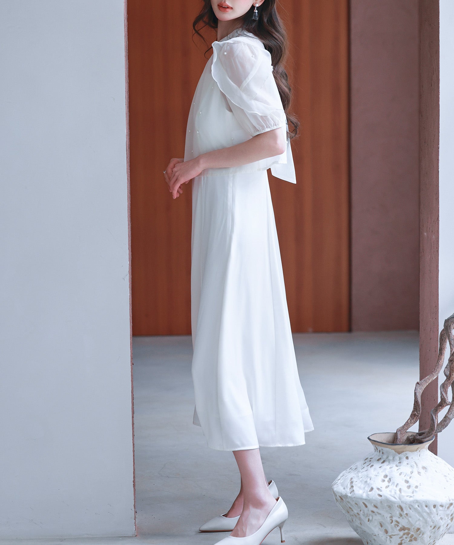 【前後2way】キャミワンピースとブラウス2点セットsdp0273 アイボリー