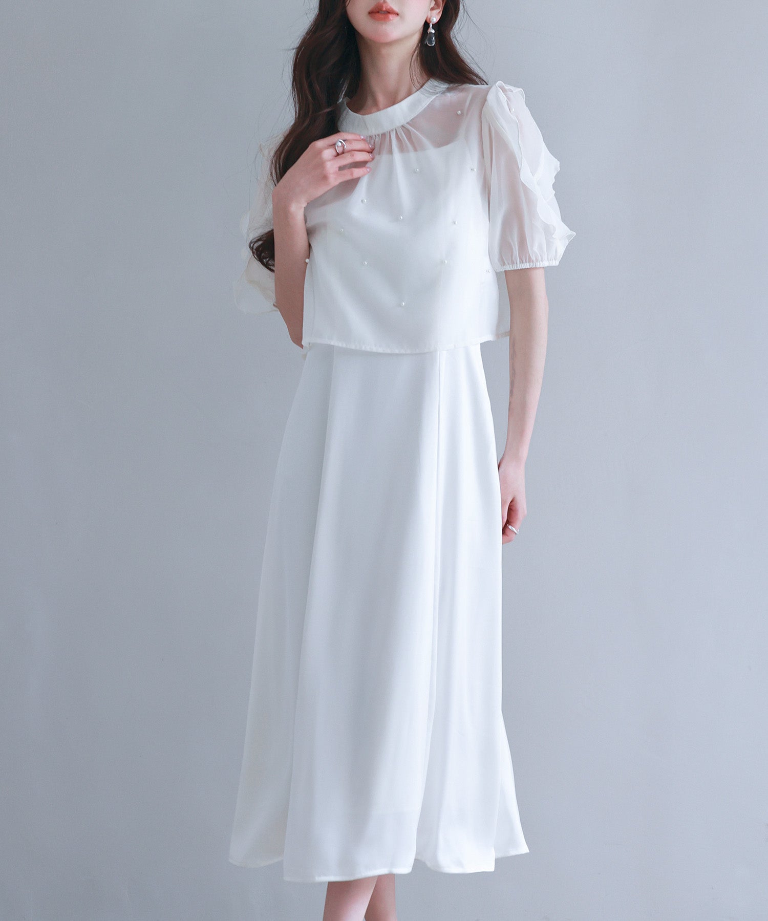 【前後2way】キャミワンピースとブラウス2点セットsdp0273 アイボリー