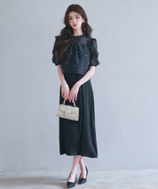 【前後2way】キャミワンピースとブラウス2点セットsdp0273 ブラック