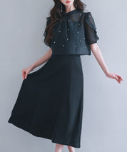 【前後2way】キャミワンピースとブラウス2点セットsdp0273 ブラック