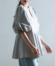 パール付きキーネックブラウスsdp0275 グレー