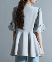 パール付きキーネックブラウスsdp0275 グレー