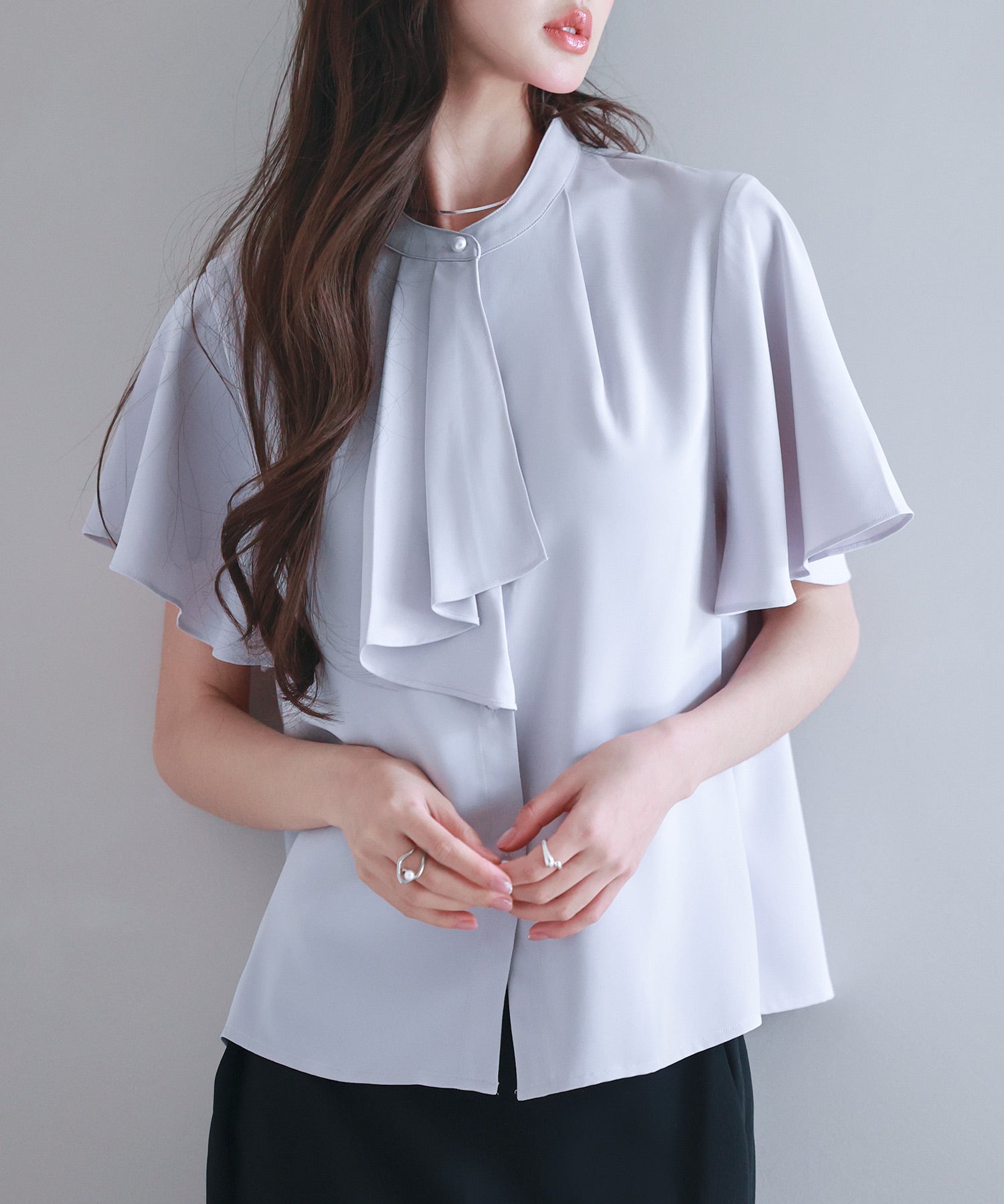 ボウタイネックフレアスリーブブラウスsdp0276-102-100