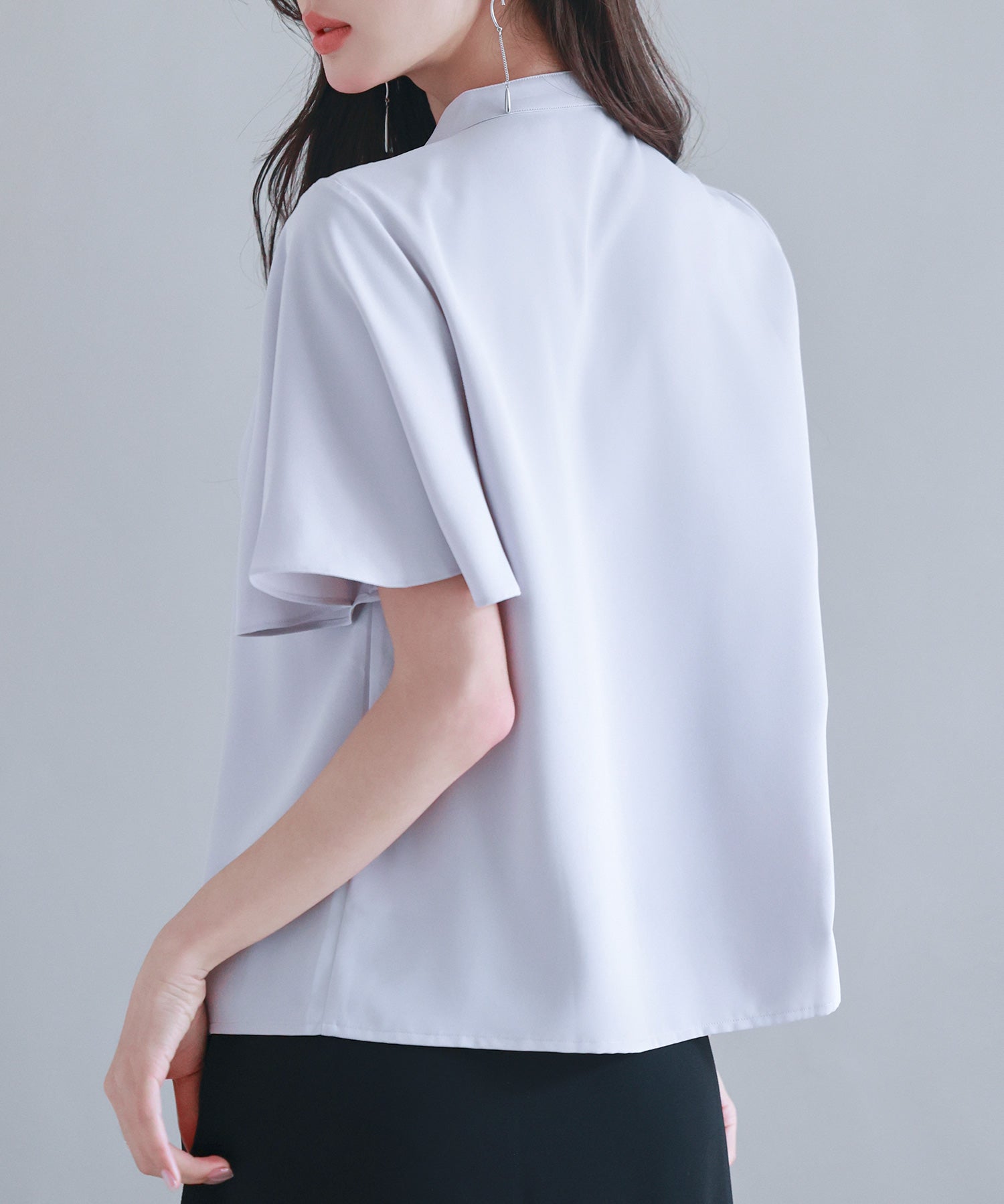 ボウタイネックフレアスリーブブラウスsdp0276 ラベンダー