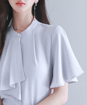 ボウタイネックフレアスリーブブラウスsdp0276 ラベンダー