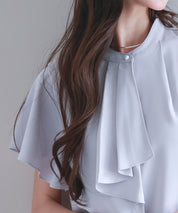 ボウタイネックフレアスリーブブラウスsdp0276 ラベンダー