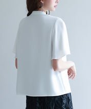 ボウタイネックフレアスリーブブラウスsdp0276 ホワイト