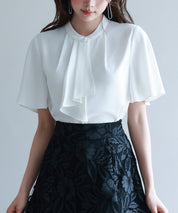 ボウタイネックフレアスリーブブラウスsdp0276 ホワイト