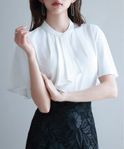 ボウタイネックフレアスリーブブラウスsdp0276 ホワイト