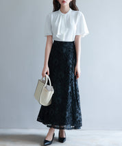 ボウタイネックフレアスリーブブラウスsdp0276 ホワイト