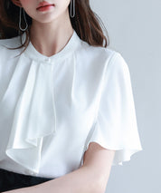 ボウタイネックフレアスリーブブラウスsdp0276 ホワイト