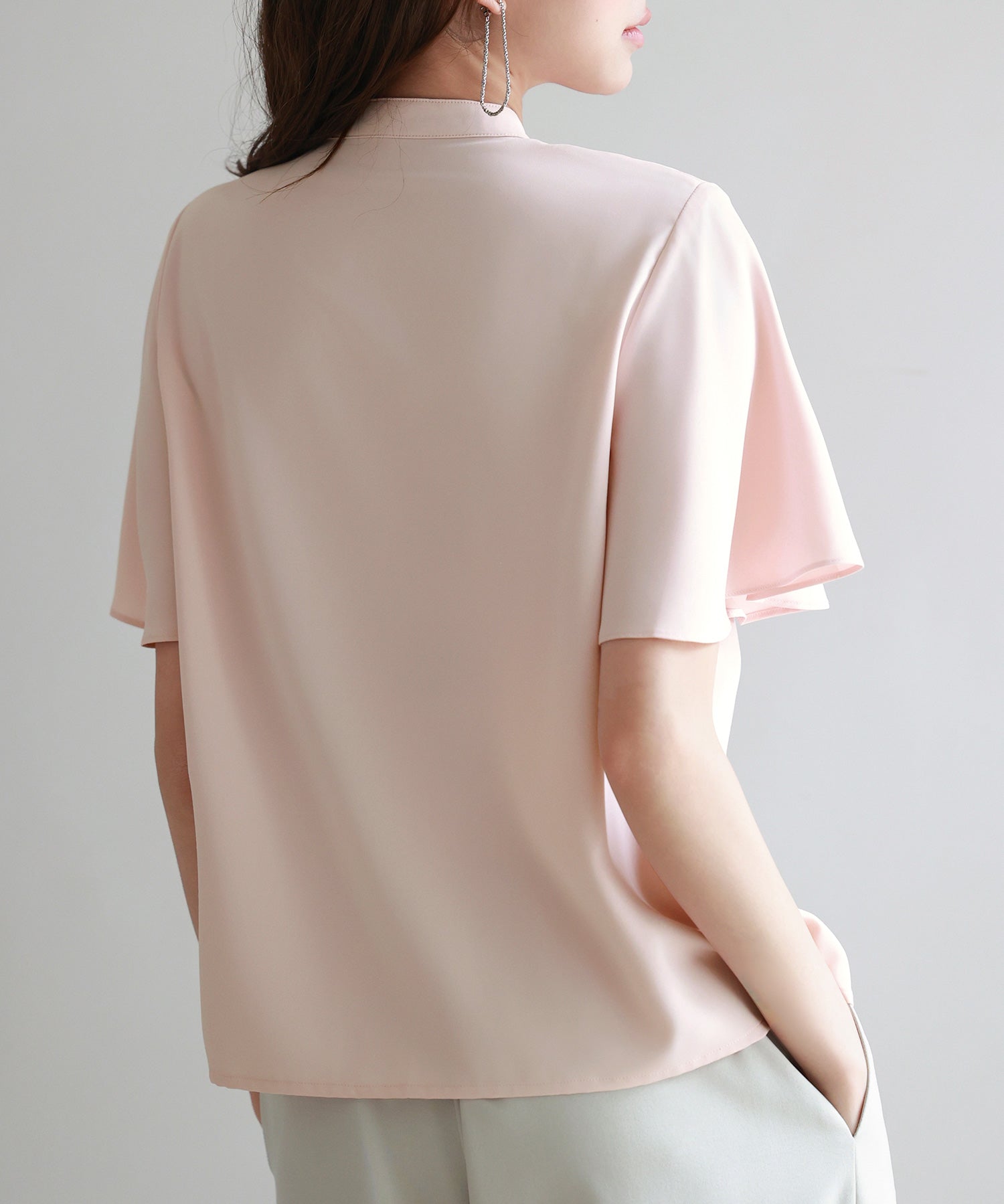 ボウタイネックフレアスリーブブラウスsdp0276 ピンク