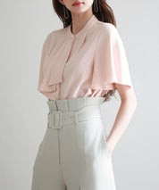 ボウタイネックフレアスリーブブラウスsdp0276 ピンク