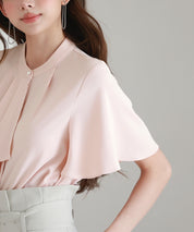 ボウタイネックフレアスリーブブラウスsdp0276 ピンク