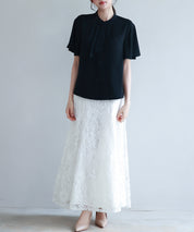 ボウタイネックフレアスリーブブラウスsdp0276 ブラック