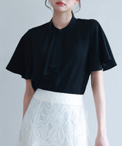 ボウタイネックフレアスリーブブラウスsdp0276 ブラック