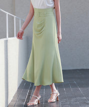 ベルト付きタックドレープスカートsdp0277 グリーン