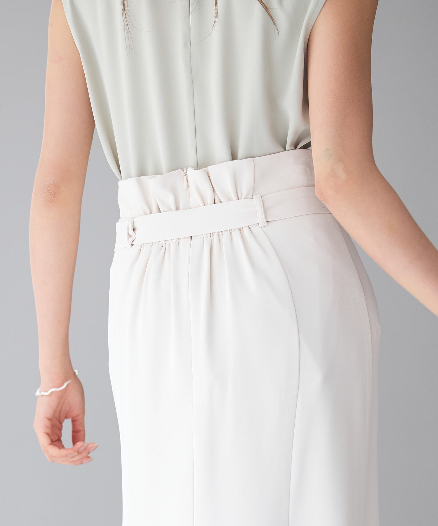 ベルト付きタックドレープスカートsdp0277 アイボリー