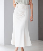 ベルト付きタックドレープスカートsdp0277 アイボリー