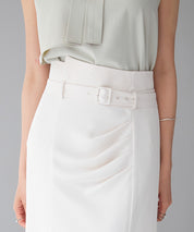 ベルト付きタックドレープスカートsdp0277 アイボリー