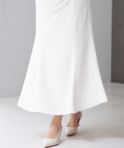 ベルト付きタックドレープスカートsdp0277 アイボリー