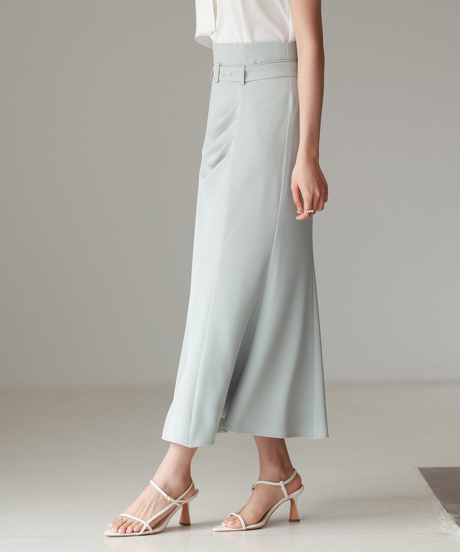 ベルト付きタックドレープスカートsdp0277 ミント