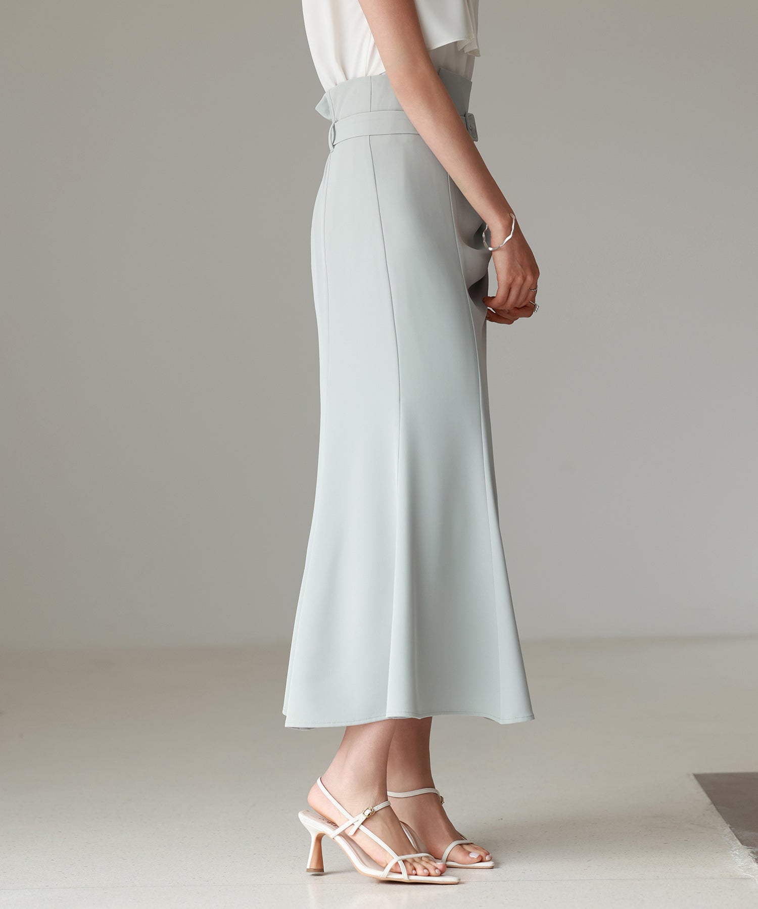 ベルト付きタックドレープスカートsdp0277 ミント