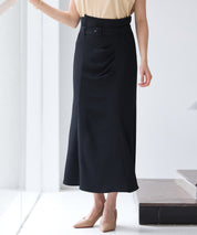 ベルト付きタックドレープスカートsdp0277 ブラック