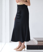 ベルト付きタックドレープスカートsdp0277 ブラック