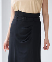 ベルト付きタックドレープスカートsdp0277 ブラック