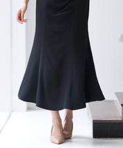 ベルト付きタックドレープスカートsdp0277 ブラック