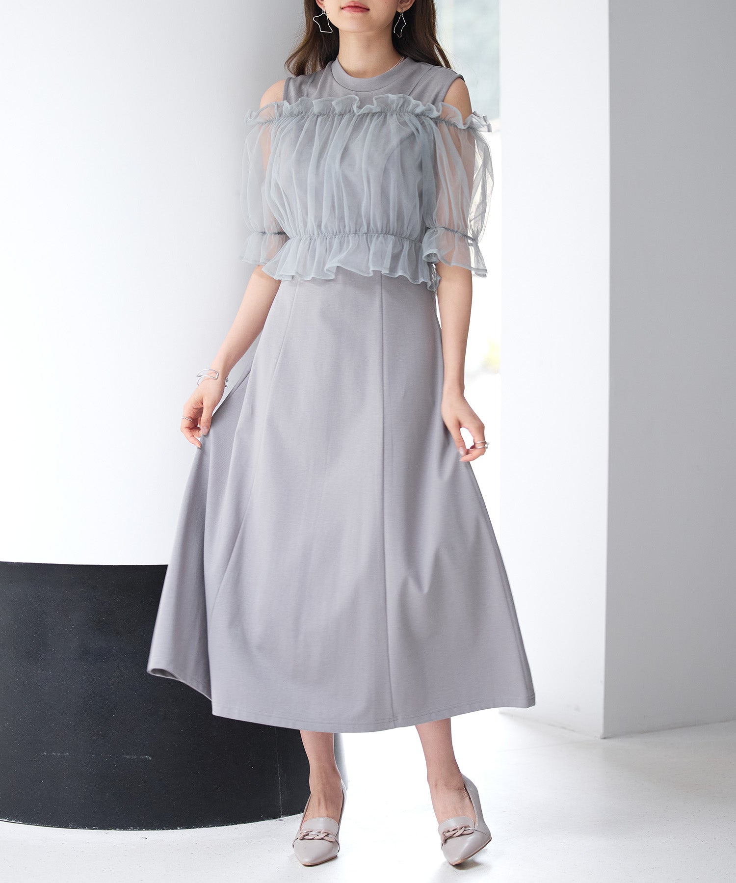 チュールビスチェとカットソーワンピースの2点セットsdp0278-102-18