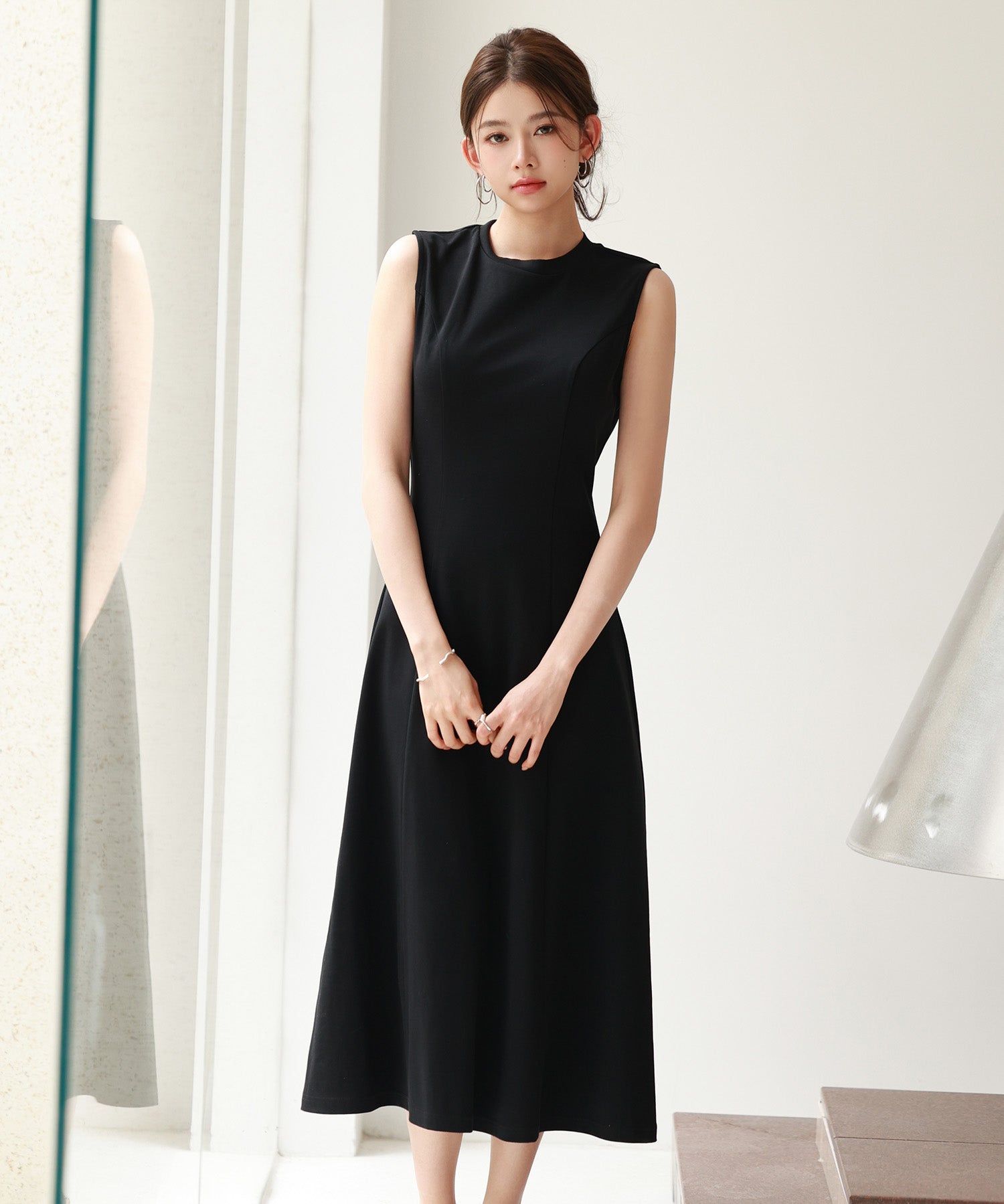 チュールビスチェとカットソーワンピースの2点セットsdp0278 ブラック