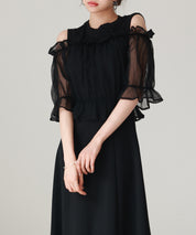 チュールビスチェとカットソーワンピースの2点セットsdp0278 ブラック