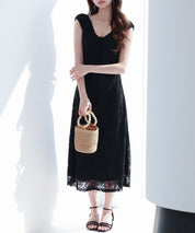 Aラインミモレ丈総レースワンピースsdp0279-102-8