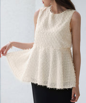 シャギー風ぺプラム裾ノースリーブトップスsdp0280-102-38