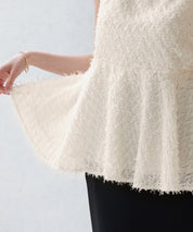 シャギー風ぺプラム裾ノースリーブトップスsdp0280 アイボリー