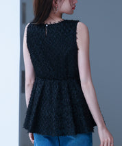 シャギー風ぺプラム裾ノースリーブトップスsdp0280 ブラック