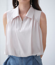 ジッパーノースリーブシャツブラウスsdp0281-102-174