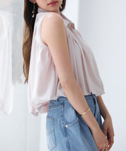ジッパーノースリーブシャツブラウスsdp0281 ピンクベージュ